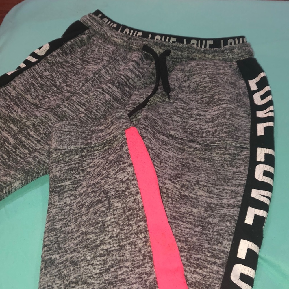 Black and grey love sweatpants